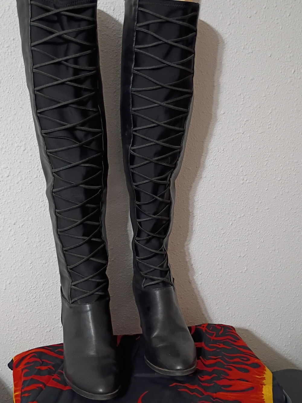 Women's Black Over-the-Knee Lace-Up Boots